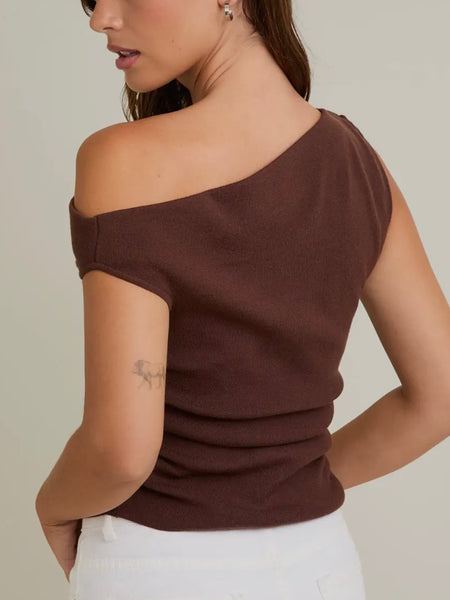 Ladylike Sweater Top in Brown