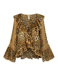 Samantha Lace Frill Blouse in Vintage Leopard