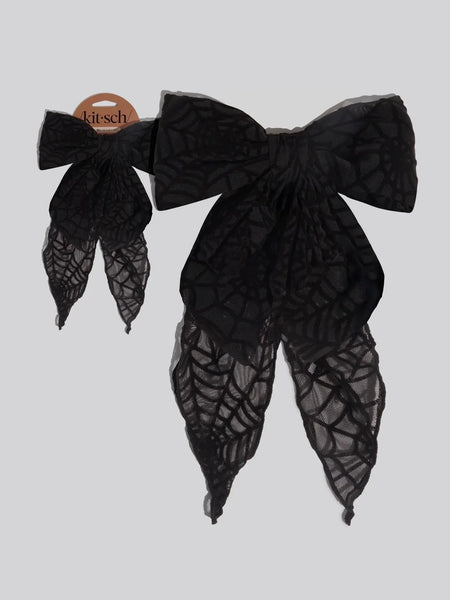 Oversized Bow Hair Clip in Spiderweb