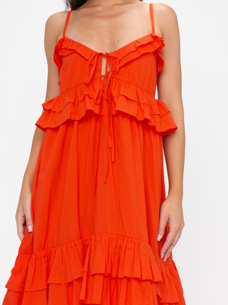 Freya Maxi Dress in Rouge Red Voile