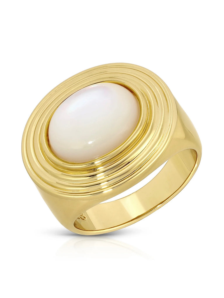 Saturn Statement Ring in Mother of Pearl