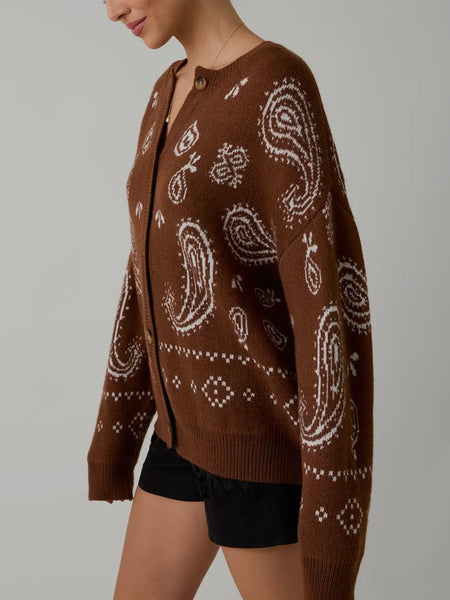 Pass The Paisley Cardi in Brown