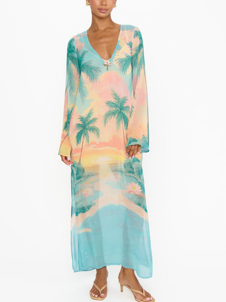 Staycation Coverup in Sunset Cove Chiffon