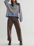 Stunned Stripes Top in Blue Combo