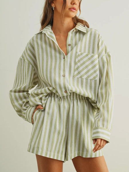 Stand On Stripes Shirt in Sage
