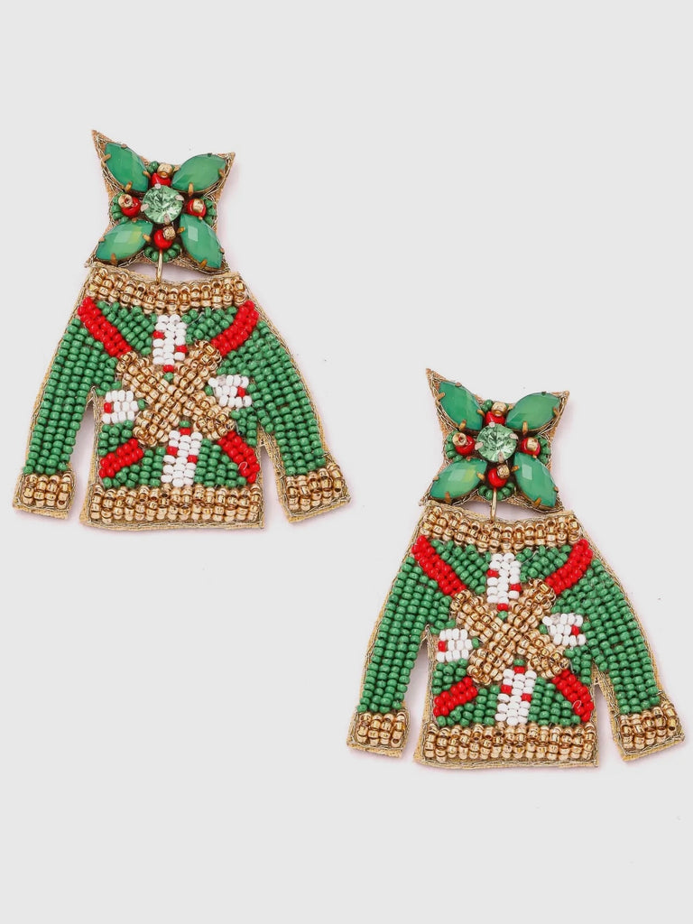 Ugly Christmas Sweater Beaded Earrings