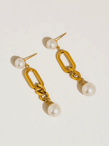 Lyrisme Pearl Drop Chain Earrings