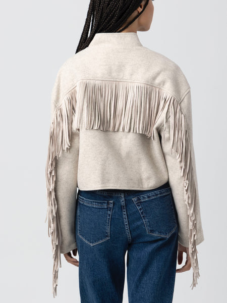 Own It Fringe Jacket in Sand