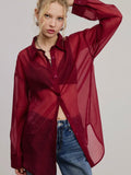 Sheer Intentions Blouse in Burgundy
