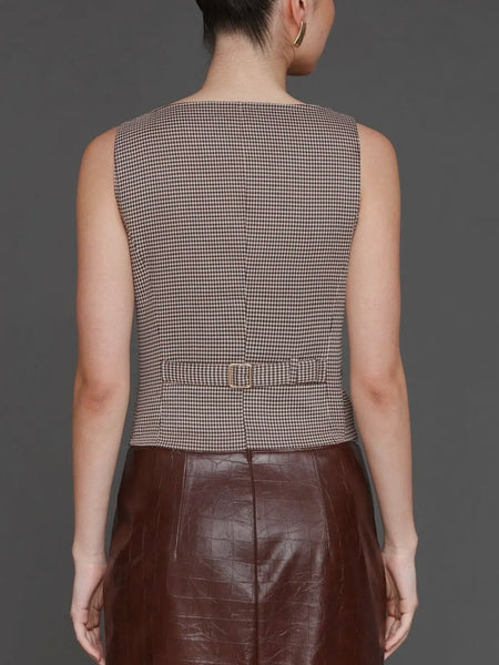 Equestrian Faux Croc Vest Top in Chocolate