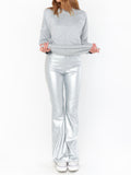 Nashville Pull On Flare in Silver Faux Leather