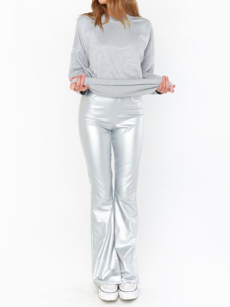 Nashville Pull On Flare in Silver Faux Leather