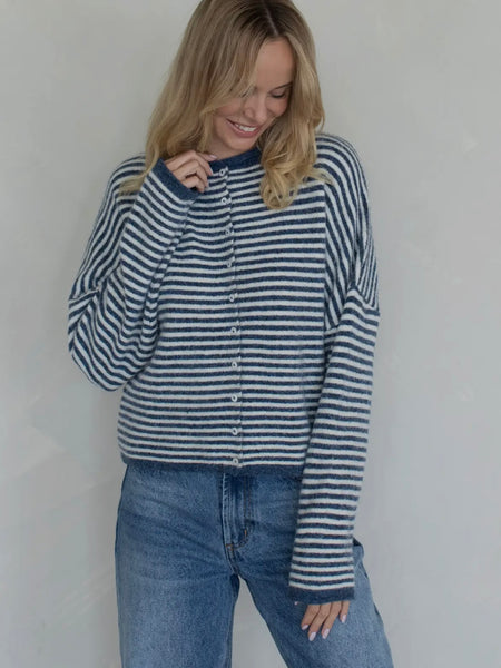 Piper Cardigan in Denim Stripe