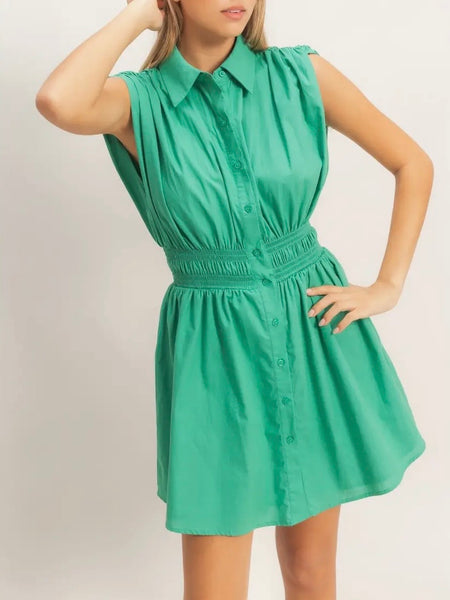 Sleeveless Summer Dress in Retro Green