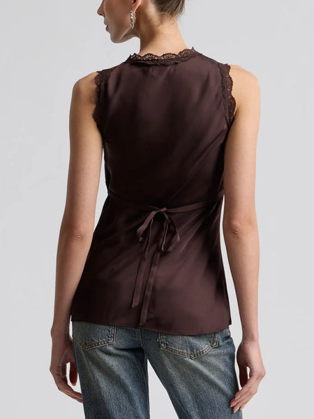 Satin Keyhole Empire Top in Russet