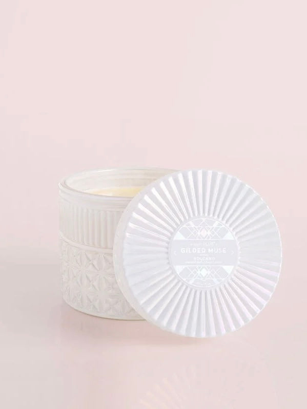 Volcano White Opal Gilded Muse Faceted Jar 11oz