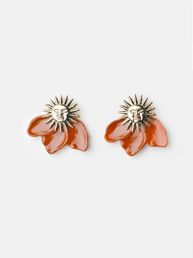 Sun & Orange Petals Stud Earrings