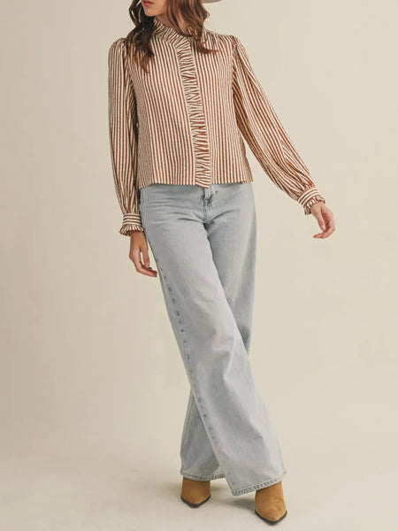 Stripes Are A Neutral Button Up in Pecan