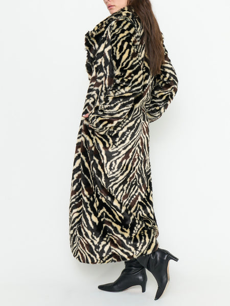 Miss Cindy Overcoat in Neutral Zebra Faux Fur