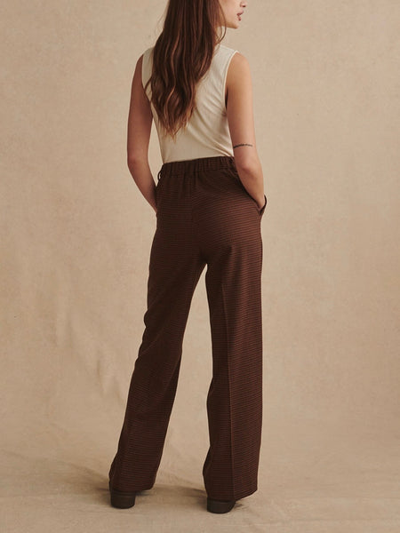 Layne Wide Leg 29.5 in Dark Cocoa Mini Check
