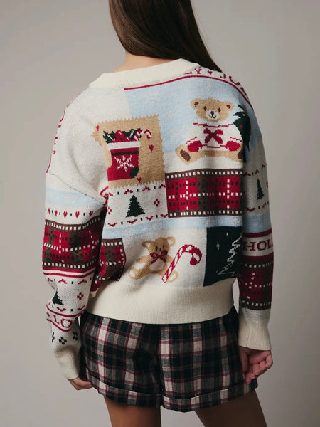 Holiday Whobie Whatty Sweater in Cream