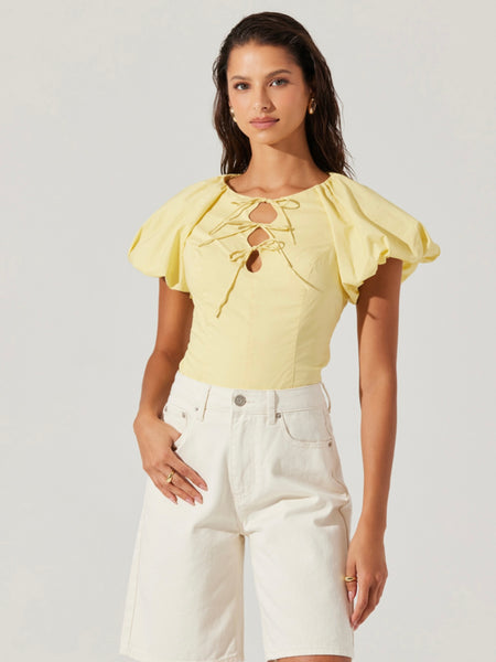 Janie Top in Blue Rust Polkdot