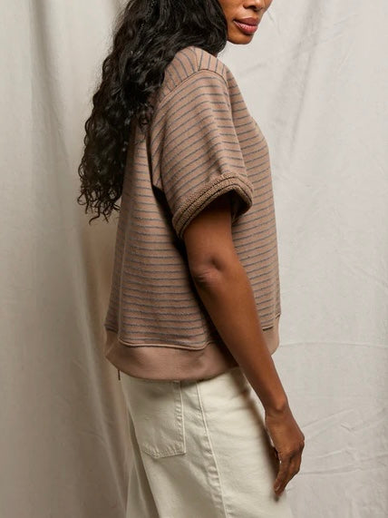 Briggs Short Sleeve Sweatshirt in Mocha & Charcoal