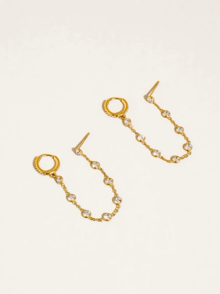 Daffira Crystal Chain Earrings