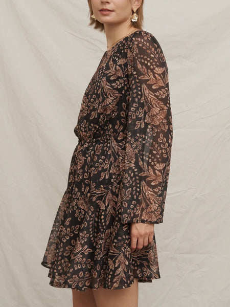 Paisley & Printed Dress in Black
