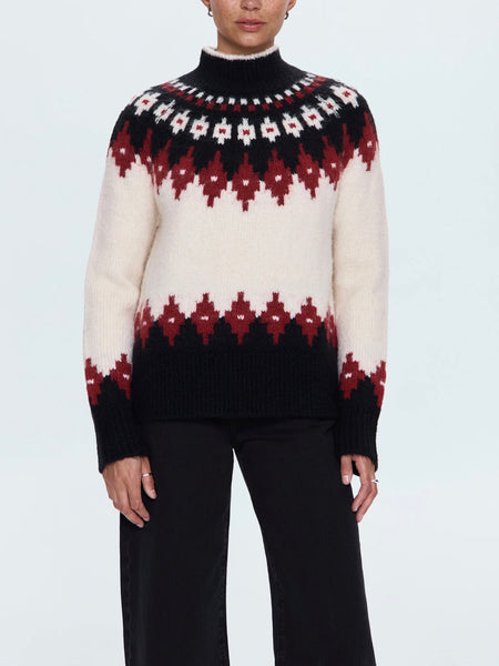 Astrid Sweater in White Oxblood Fair Isle