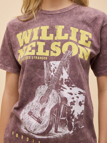 Willie Nelson Red Headed Stranger Weekend Tee in Brown Stone Acid