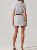 Mavey Tweed Skirt in Ice Blue
