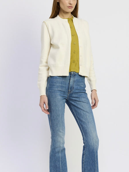 Rosalie Cardigan in Off White Chartreuse