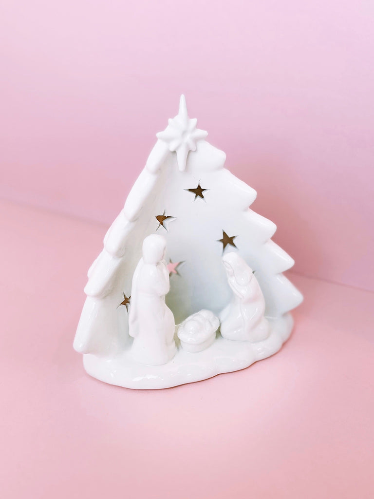 Star & Tree Stoneware Nativity Scene