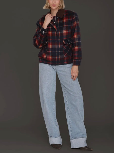Heritage Plaid Bomber Jacket in Navy & Red