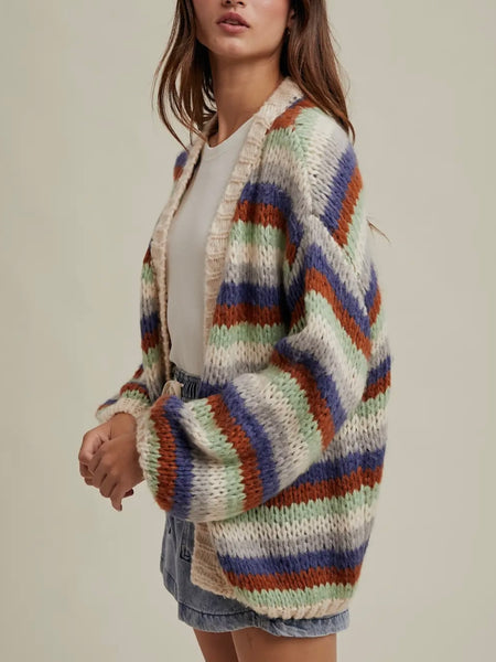 Sunday Stroll Stripe Cardi in Fall Combo