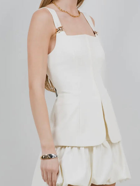 Heavy Metal Corset Top in White