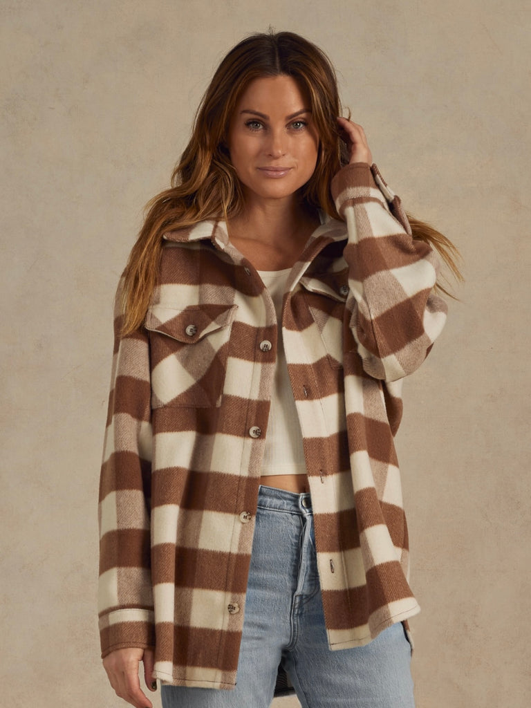 Plaid Shacket in Cedar Check
