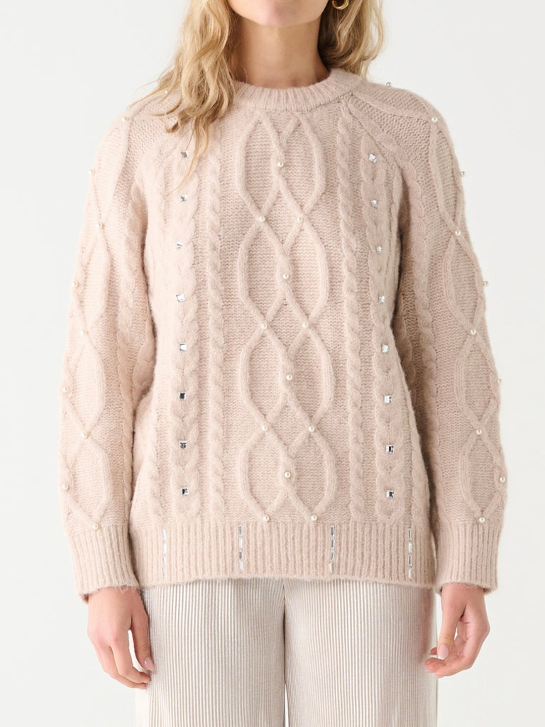 Cableknit + Shine Sweater in Oatmeal