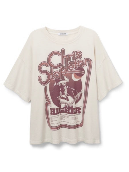 Chris Stapleton Higher Tour One Size Tee in Dirty White