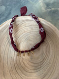 Bandana Charm Necklace in Maroon block BEARS