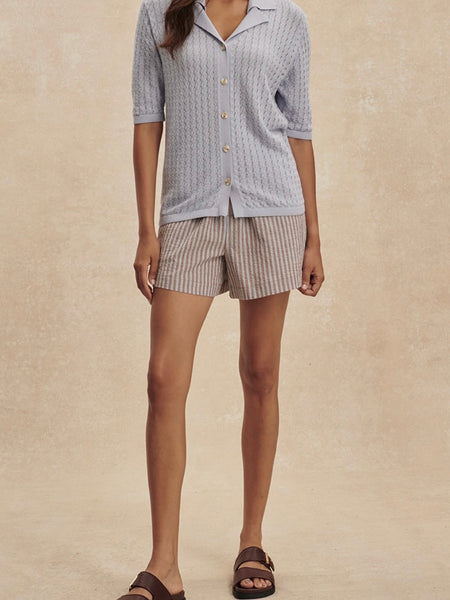 Darina Short 4 in Cocoa Blue Stripe
