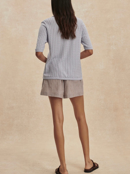 Darina Short 4 in Cocoa Blue Stripe