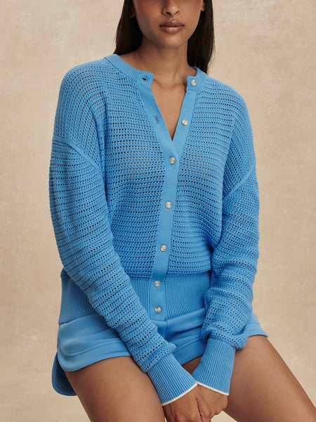 Pembroke Knit Cardigan in Azure Blue