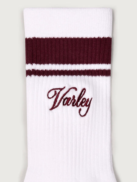Lamar Club Stripe Sock in White & Port