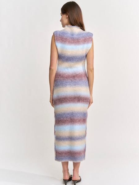 Erin Knit Maxi Dress in Blue Brown Ombre