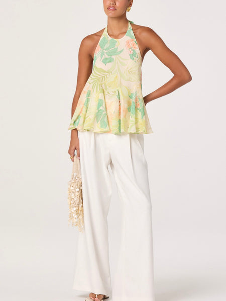 Belen Top in Green Peach Tropical
