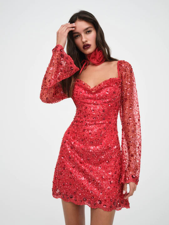 Gwendolyn Mini Dress in Red