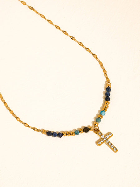 Merel Stone Cross Necklace