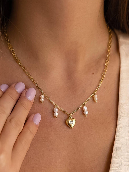 Paray Pearl Heart Charm Necklace